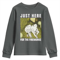 Funny Frog 4th of July Youth Sweatshirt Just Here For The Fireworks - Wonder Print Shop