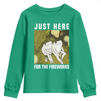 Funny Frog 4th of July Youth Sweatshirt Just Here For The Fireworks - Wonder Print Shop