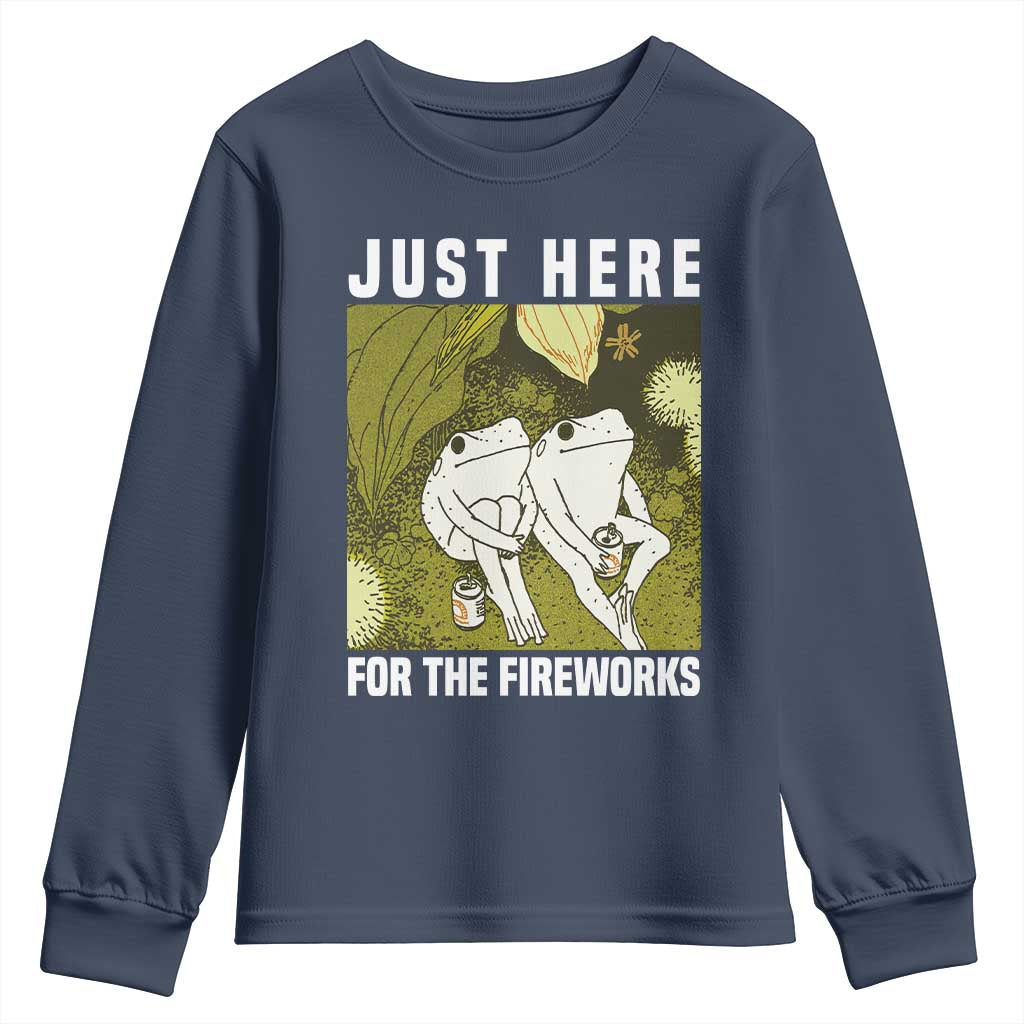 Funny Frog 4th of July Youth Sweatshirt Just Here For The Fireworks - Wonder Print Shop