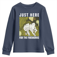 Funny Frog 4th of July Youth Sweatshirt Just Here For The Fireworks - Wonder Print Shop