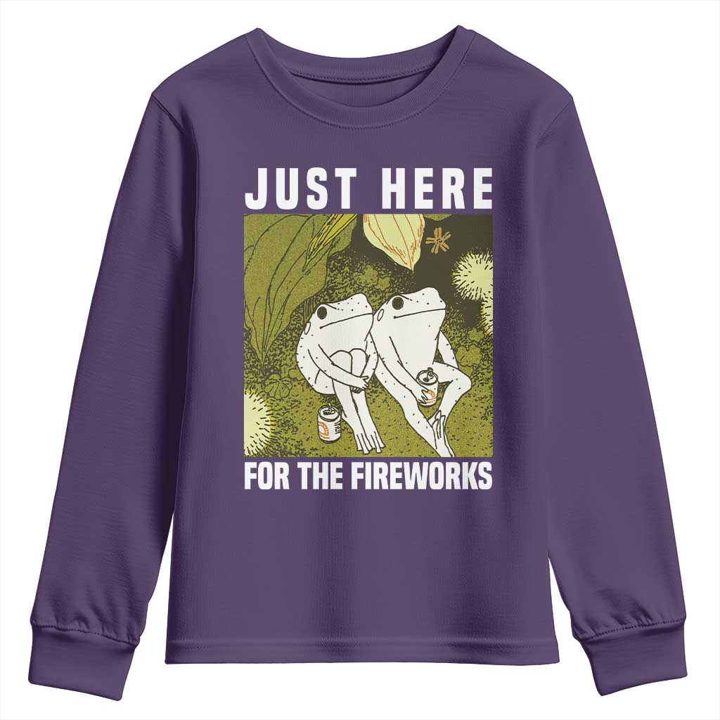 Funny Frog 4th of July Youth Sweatshirt Just Here For The Fireworks - Wonder Print Shop