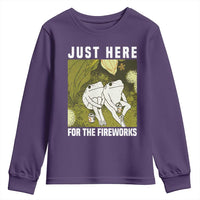 Funny Frog 4th of July Youth Sweatshirt Just Here For The Fireworks - Wonder Print Shop