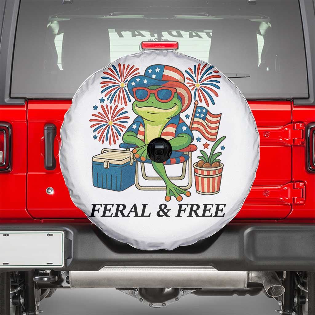 Feral & Free Spare Tire Cover Funny 4th of July Patriotic Frog Lovers - Wonder Print Shop