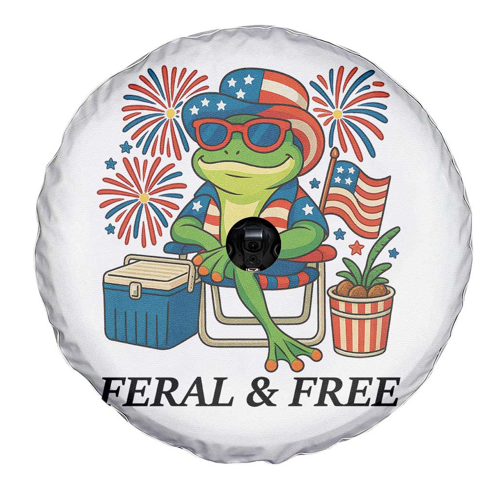 Feral & Free Spare Tire Cover Funny 4th of July Patriotic Frog Lovers - Wonder Print Shop
