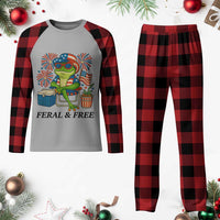 Feral & Free Plaid Pajama Set Funny 4th of July Patriotic Frog Lovers - Wonder Print Shop