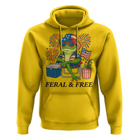 Feral & Free Hoodie Funny 4th of July Patriotic Frog Lovers - Wonder Print Shop
