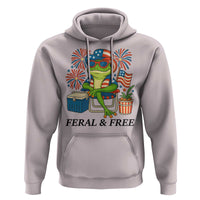 Feral & Free Hoodie Funny 4th of July Patriotic Frog Lovers - Wonder Print Shop