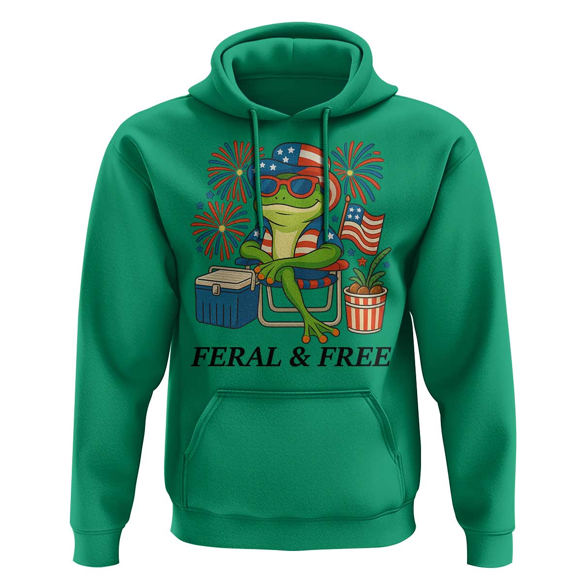 Feral & Free Hoodie Funny 4th of July Patriotic Frog Lovers - Wonder Print Shop