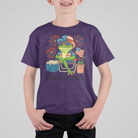 Feral & Free T Shirt For Kid Funny 4th of July Patriotic Frog Lovers - Wonder Print Shop