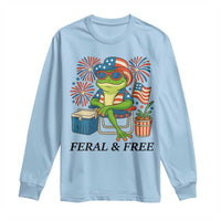 Feral & Free Long Sleeve Shirt Funny 4th of July Patriotic Frog Lovers - Wonder Print Shop