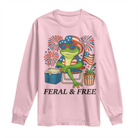 Feral & Free Long Sleeve Shirt Funny 4th of July Patriotic Frog Lovers - Wonder Print Shop