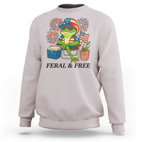 Feral & Free Sweatshirt Funny 4th of July Patriotic Frog Lovers - Wonder Print Shop