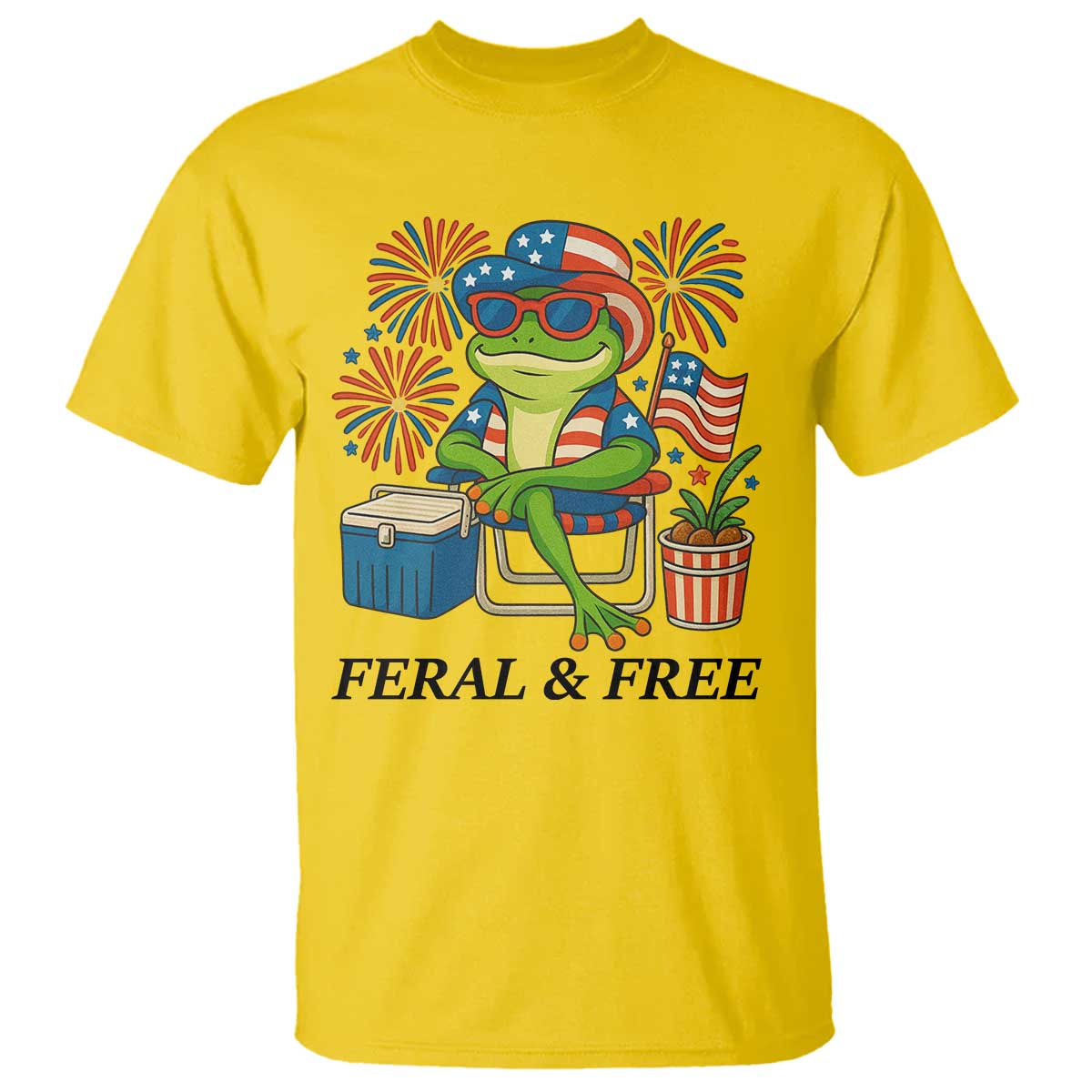 Feral & Free T Shirt Funny 4th of July Patriotic Frog Lovers - Wonder Print Shop
