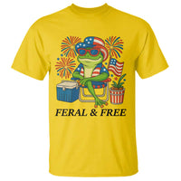 Feral & Free T Shirt Funny 4th of July Patriotic Frog Lovers - Wonder Print Shop