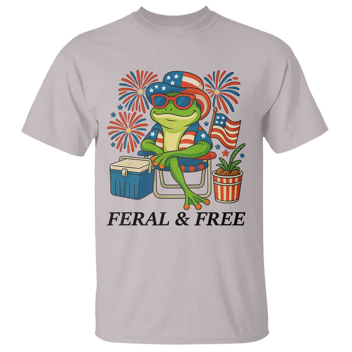 Feral & Free T Shirt Funny 4th of July Patriotic Frog Lovers - Wonder Print Shop