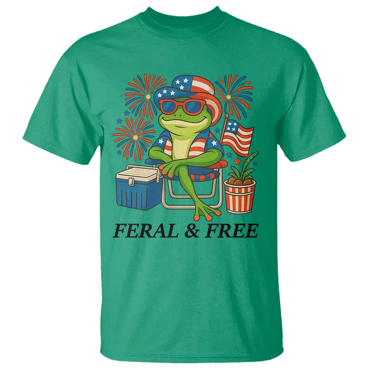 Feral & Free T Shirt Funny 4th of July Patriotic Frog Lovers - Wonder Print Shop