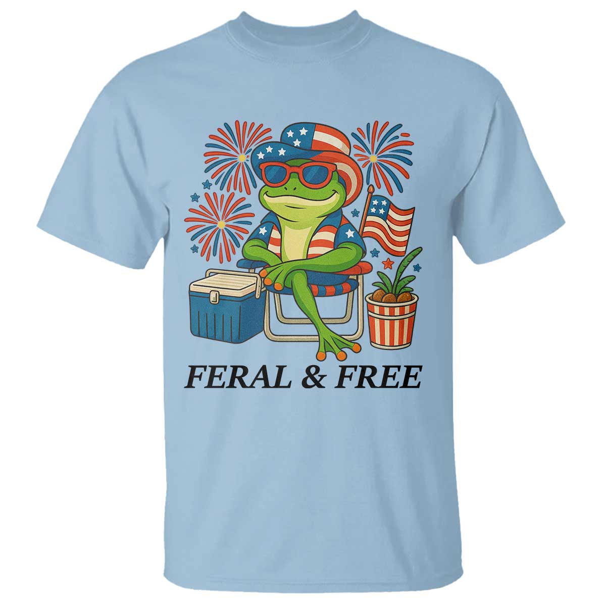Feral & Free T Shirt Funny 4th of July Patriotic Frog Lovers - Wonder Print Shop