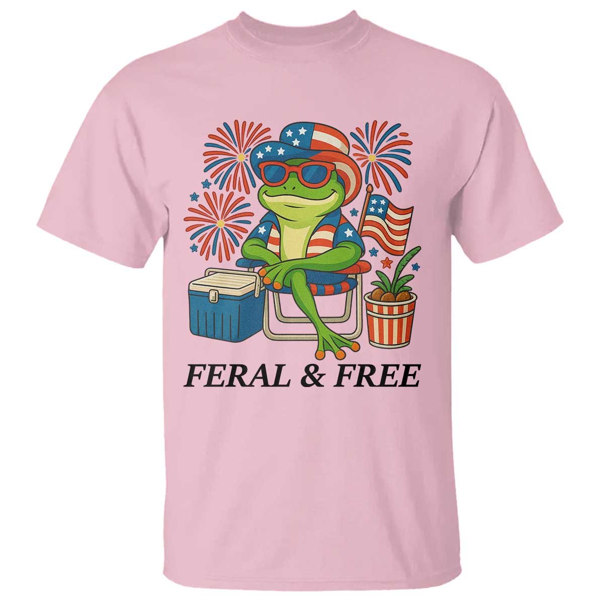 Feral & Free T Shirt Funny 4th of July Patriotic Frog Lovers - Wonder Print Shop