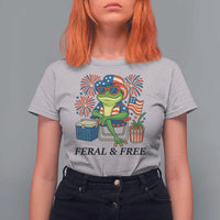 Feral & Free T Shirt For Women Funny 4th of July Patriotic Frog Lovers - Wonder Print Shop