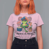 Feral & Free T Shirt For Women Funny 4th of July Patriotic Frog Lovers - Wonder Print Shop