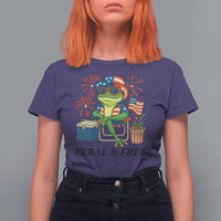 Feral & Free T Shirt For Women Funny 4th of July Patriotic Frog Lovers - Wonder Print Shop
