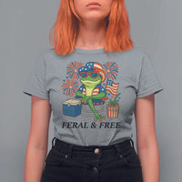 Feral & Free T Shirt For Women Funny 4th of July Patriotic Frog Lovers - Wonder Print Shop