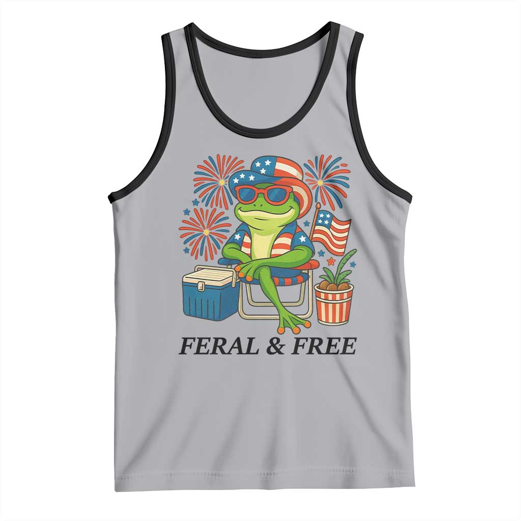 Feral & Free Tank Top Funny 4th of July Patriotic Frog Lovers - Wonder Print Shop