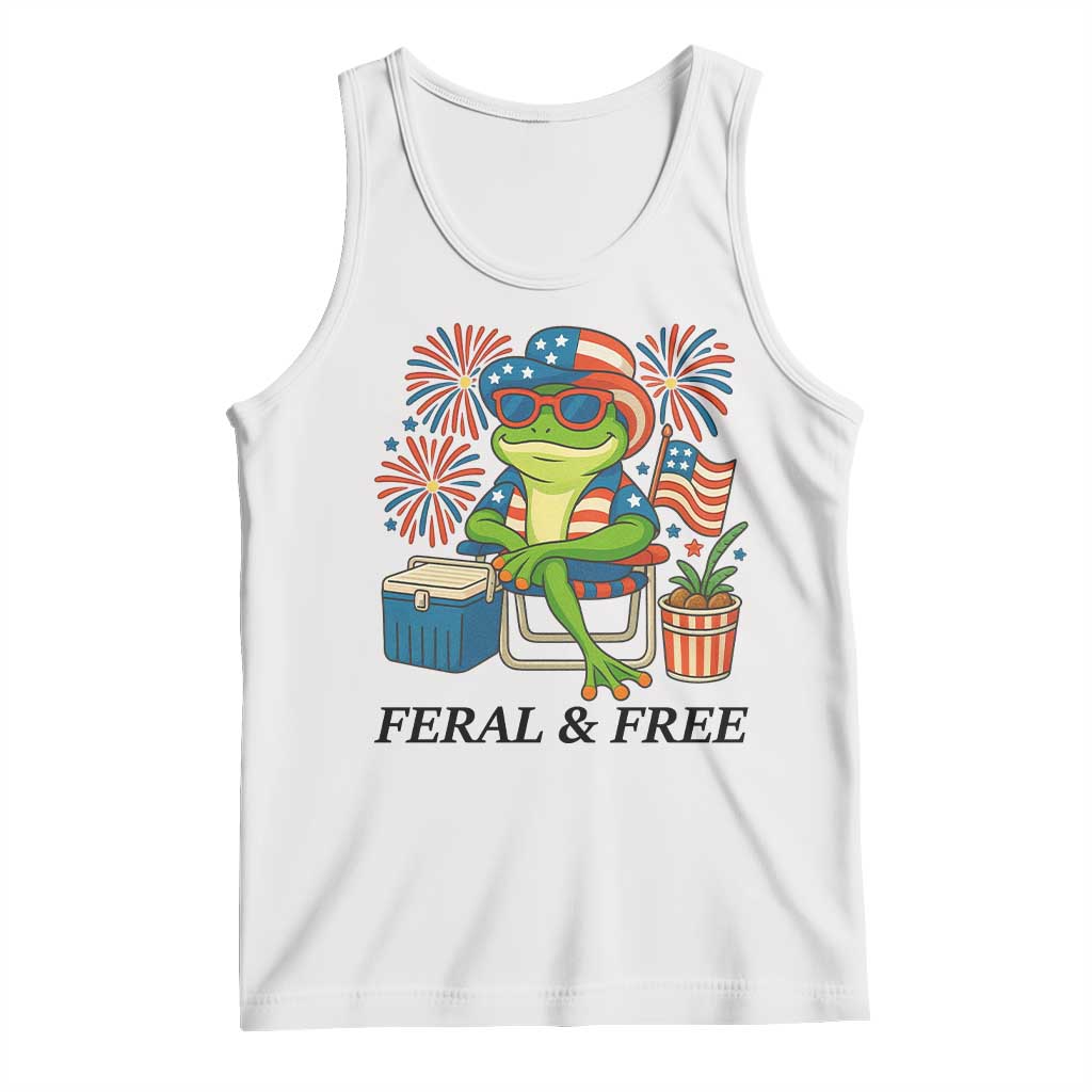 Feral & Free Tank Top Funny 4th of July Patriotic Frog Lovers - Wonder Print Shop