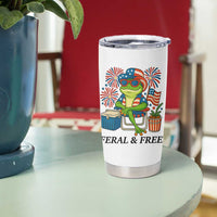 Feral & Free Tumbler Cup Funny 4th of July Patriotic Frog Lovers