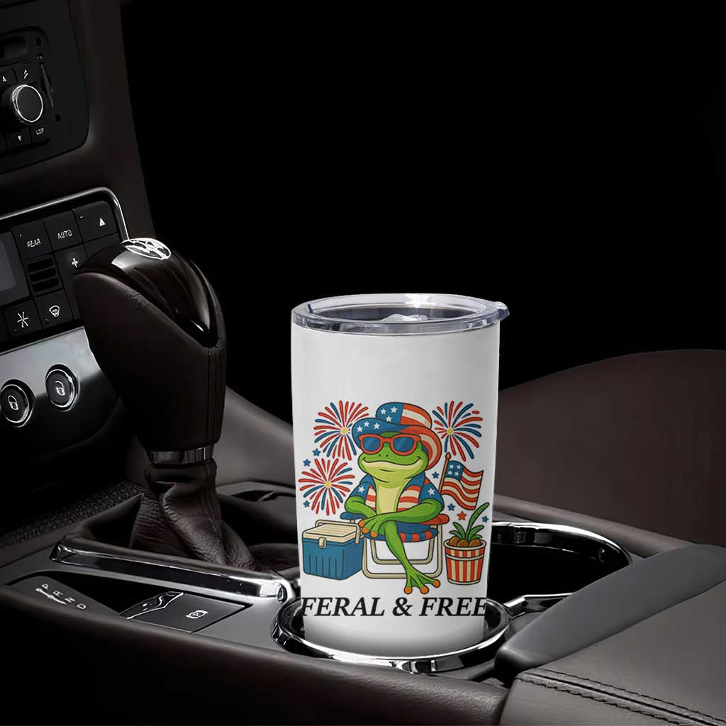 Feral & Free Tumbler Cup Funny 4th of July Patriotic Frog Lovers