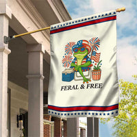 Feral & Free Garden Flag Funny 4th of July Patriotic Frog Lovers