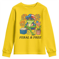Feral & Free Youth Sweatshirt Funny 4th of July Patriotic Frog Lovers - Wonder Print Shop