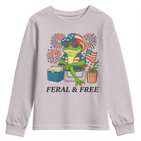 Feral & Free Youth Sweatshirt Funny 4th of July Patriotic Frog Lovers - Wonder Print Shop