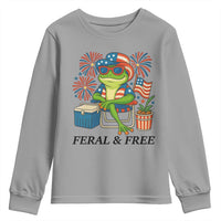 Feral & Free Youth Sweatshirt Funny 4th of July Patriotic Frog Lovers - Wonder Print Shop
