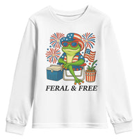 Feral & Free Youth Sweatshirt Funny 4th of July Patriotic Frog Lovers - Wonder Print Shop