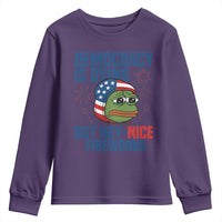 Funny Frog Meme 4th of July Youth Sweatshirt 4th of Luly Democrary Is Dying But Hey Nice Fireworks - Wonder Print Shop