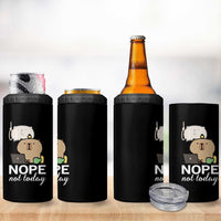 Nope Not Today 4 in 1 Can Cooler Tumbler Funny Lazy Capybara Meme