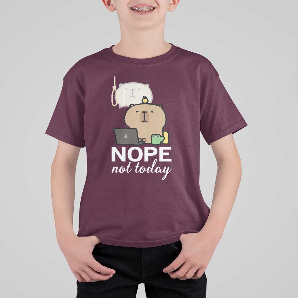 Nope Not Today T Shirt For Kid Funny Lazy Capybara Meme - Wonder Print Shop