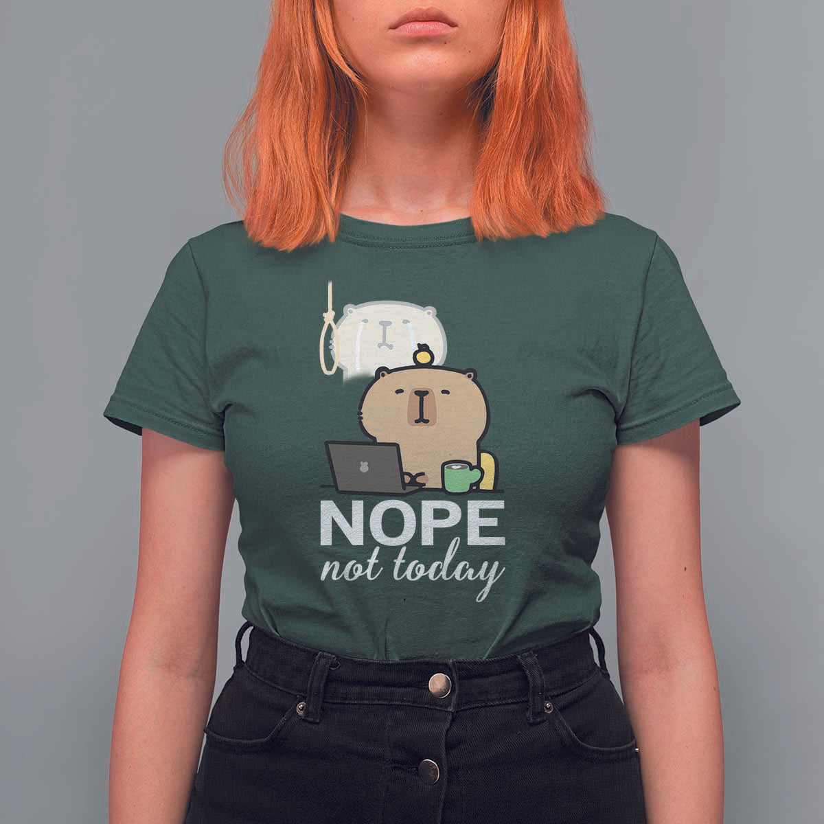 Nope Not Today T Shirt For Women Funny Lazy Capybara Meme - Wonder Print Shop