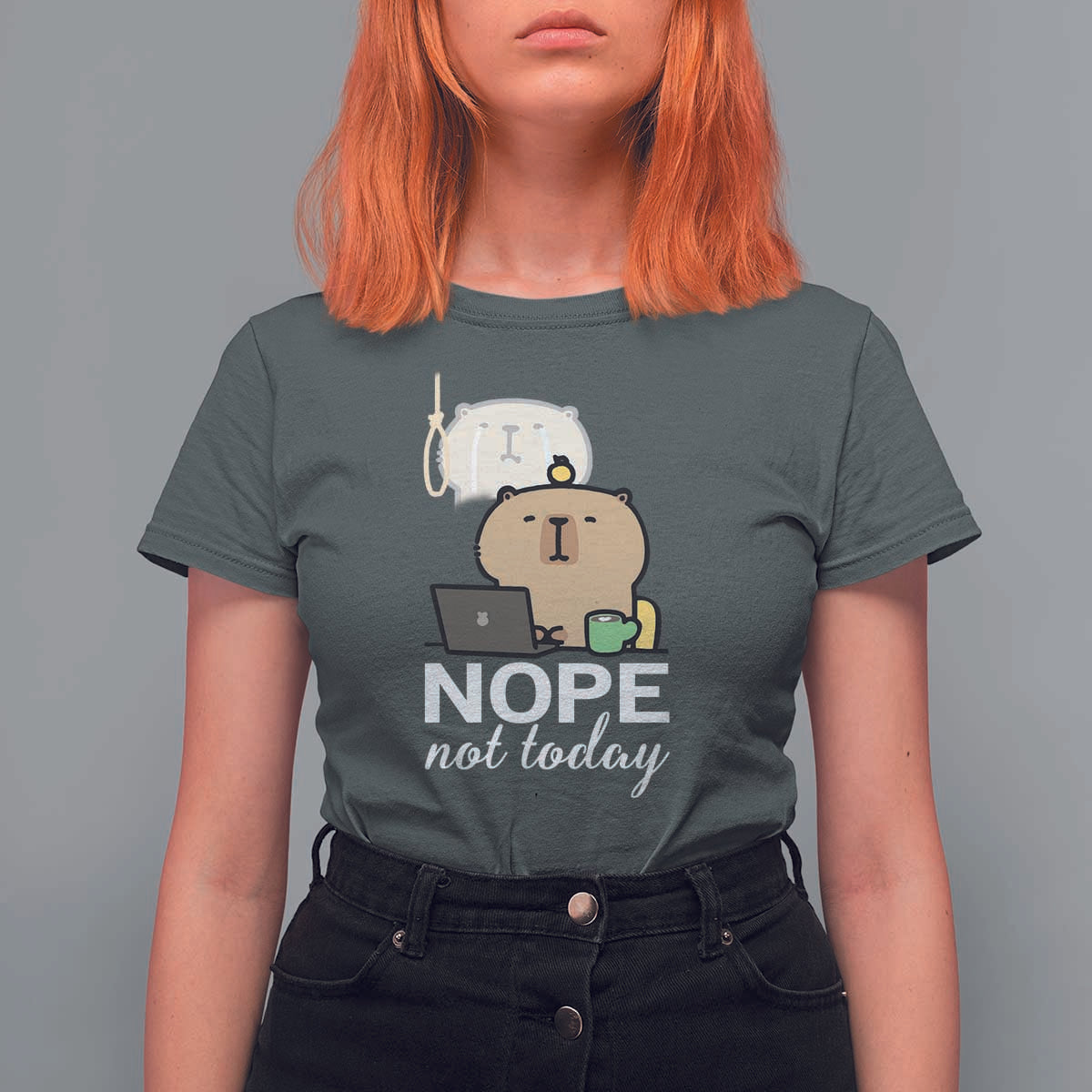 Nope Not Today T Shirt For Women Funny Lazy Capybara Meme - Wonder Print Shop