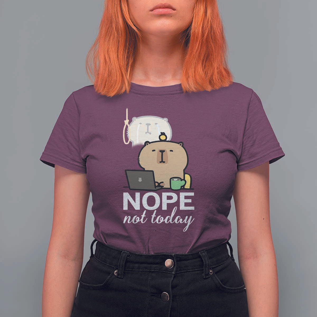 Nope Not Today T Shirt For Women Funny Lazy Capybara Meme - Wonder Print Shop