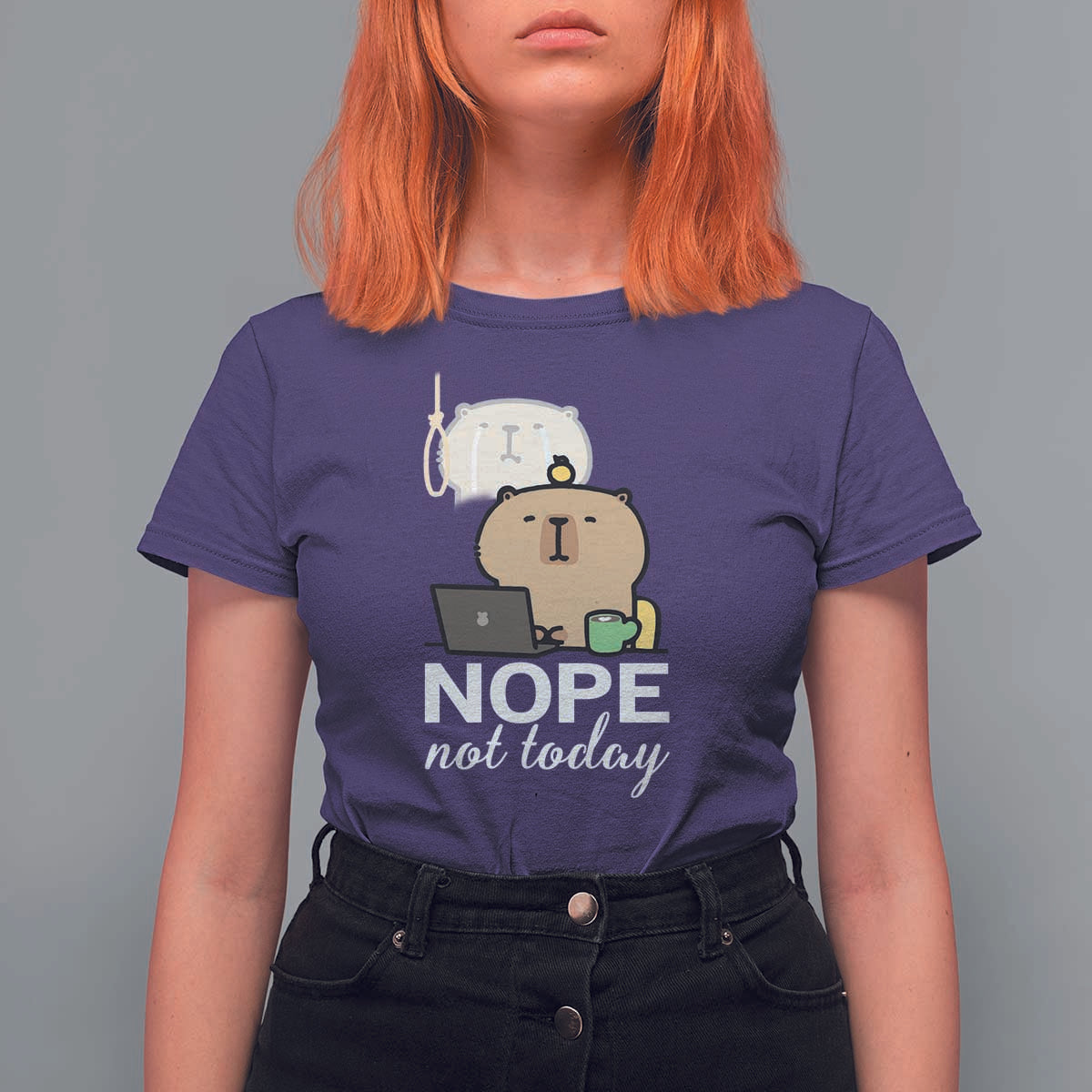 Nope Not Today T Shirt For Women Funny Lazy Capybara Meme - Wonder Print Shop