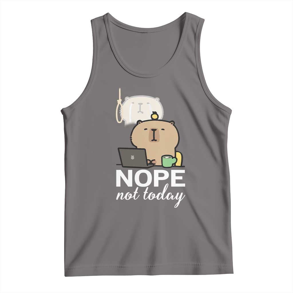 Nope Not Today Tank Top Funny Lazy Capybara Meme - Wonder Print Shop