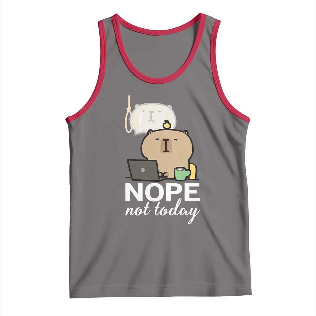 Nope Not Today Tank Top Funny Lazy Capybara Meme - Wonder Print Shop