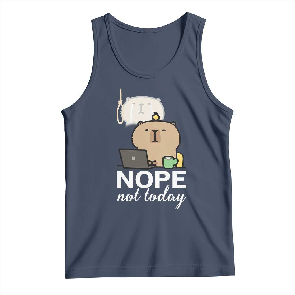 Nope Not Today Tank Top Funny Lazy Capybara Meme - Wonder Print Shop