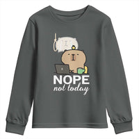 Nope Not Today Youth Sweatshirt Funny Lazy Capybara Meme - Wonder Print Shop