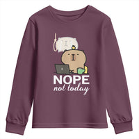 Nope Not Today Youth Sweatshirt Funny Lazy Capybara Meme - Wonder Print Shop