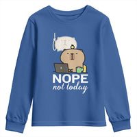 Nope Not Today Youth Sweatshirt Funny Lazy Capybara Meme - Wonder Print Shop