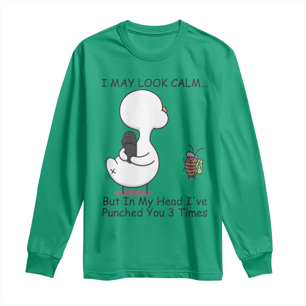 In My Head I Have Pecked You 3 Times Long Sleeve Shirt Funny Duck Sarcastic Farm Humor - Wonder Print Shop