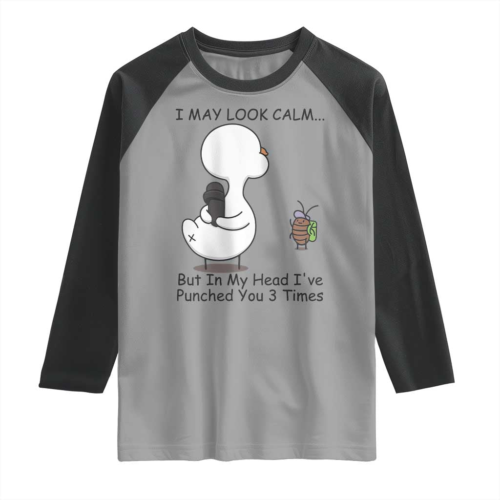 In My Head I Have Pecked You 3 Times Raglan Shirt Funny Duck Sarcastic Farm Humor - Wonder Print Shop